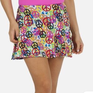 NWT IBKUL LENNOX PERI PEACE SIGN tennis golf skirt size small